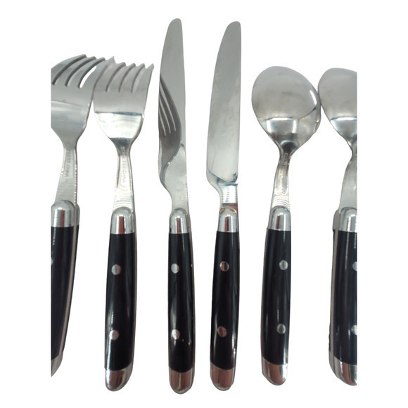 Cambridge Silversmiths Jubilee Black Handle Flatware Set Service‎ for 2 1-2 - Picture 8 of 12